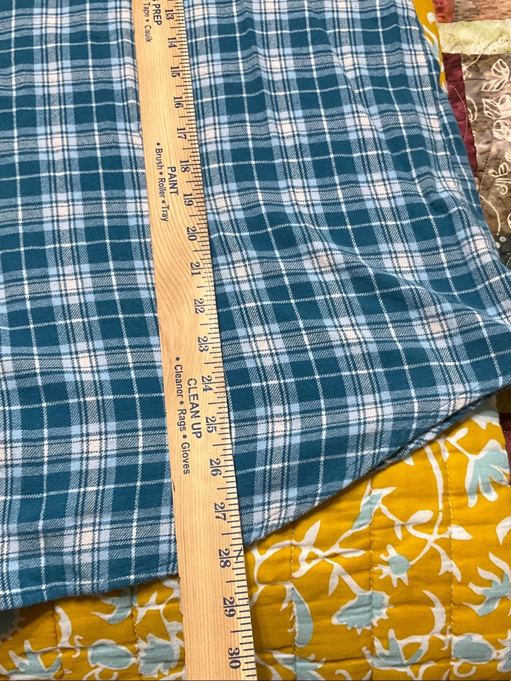 Woman Within Teal Plaid Flannel with Applied Quilt - Picture 5 of 8